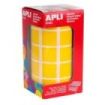 Apli Rollo de Gomets Cuadrados - Adhesivo Permanente - 1.770 Gomets - Desarrolla Habilidades - Adhesivo Base Agua - Color Amarillo