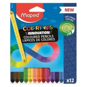 Maped Color`Peps Infinity Pack de 12 Lapices de Colores de Larga Duracion - Hecho Totalmente de Mina - Colores Surtidos