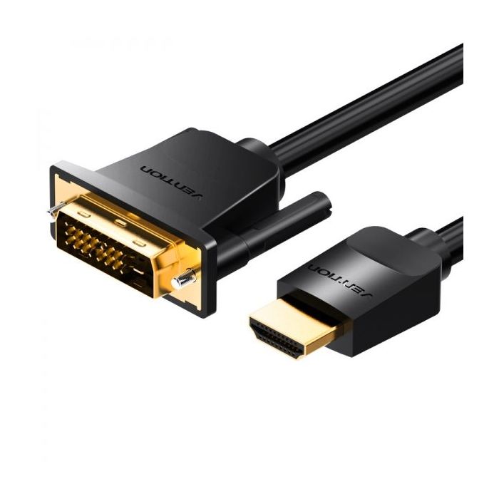 Vention Conversor DVI Macho a HDMI Macho - 2m - Color Negro