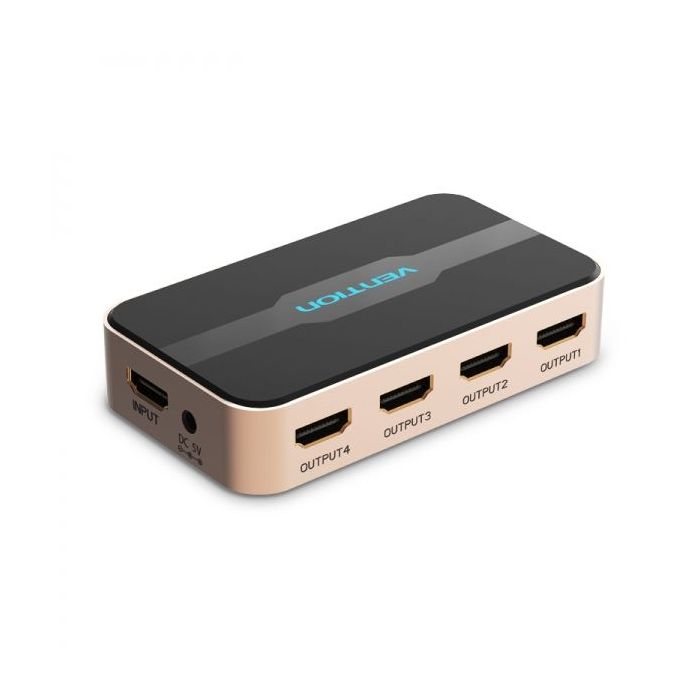 Vention Duplicador HDMI Macho a 4xHDMI Hembra - Color Dorado