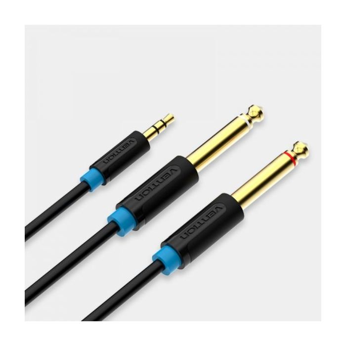 Vention Cable Estereo Jack 3.5 Macho a 2x Jack 6.5 Macho - 3m - Color Negro