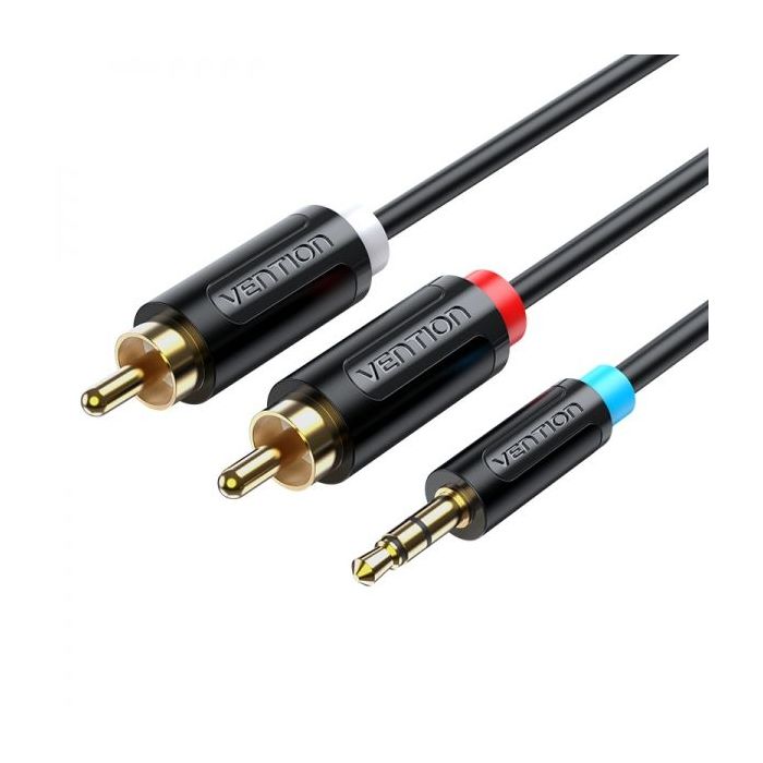 Vention Cable Estereo Jack 3.5 Macho a 2x RCA Macho - 2m - Color Negro