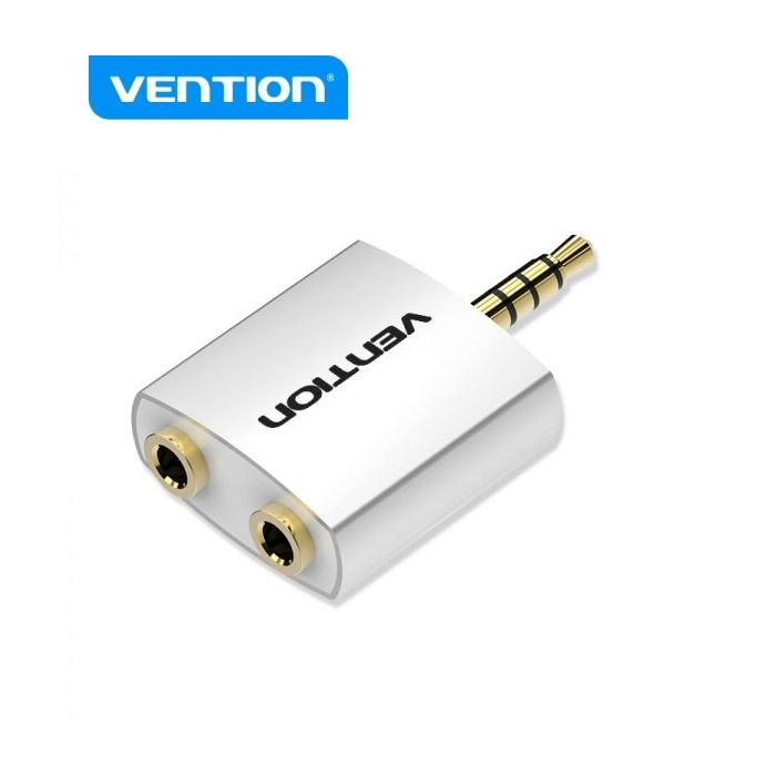 Vention Adaptador Audio Jack 3.5 Macho a 2x Jack 3.5 Hembra - Color Blanco