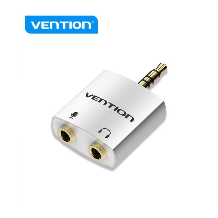 Vention Adaptador Audio Jack 3.5 Macho a 2x Jack 3.5 Hembra - Color Blanco