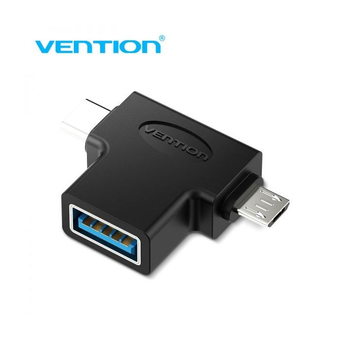Vention Adaptador USB 3.0 USB-C Macho a MicroUSB Macho - Color Negro
