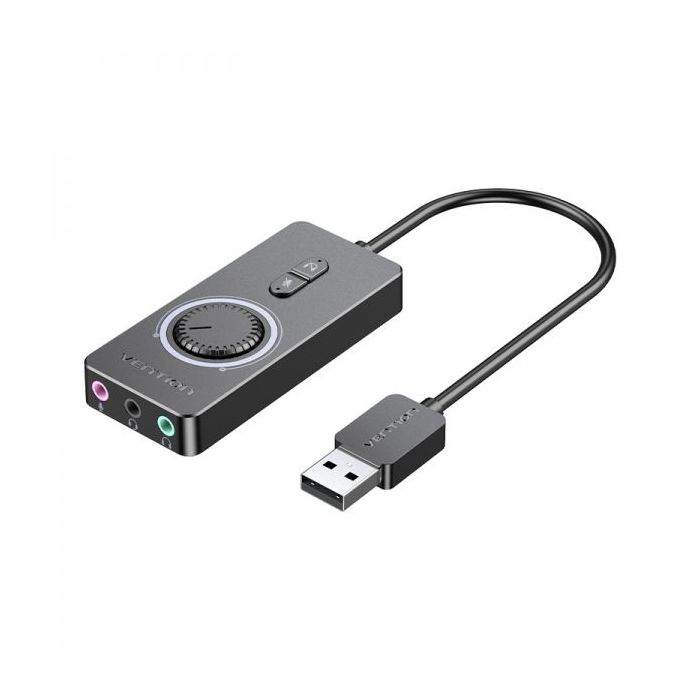 Vention Tarjeta de Sonido USB A a 3x Jack 3.5 Hembra - Color Negro