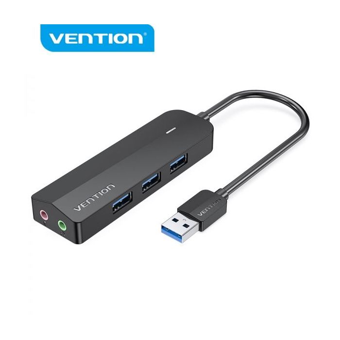 Vention HUB 6 en 1 USB3.0 a 3xUSB3.0/Tarjeta de sonido/MicroUSB Powered - 0.15m - Color Negro