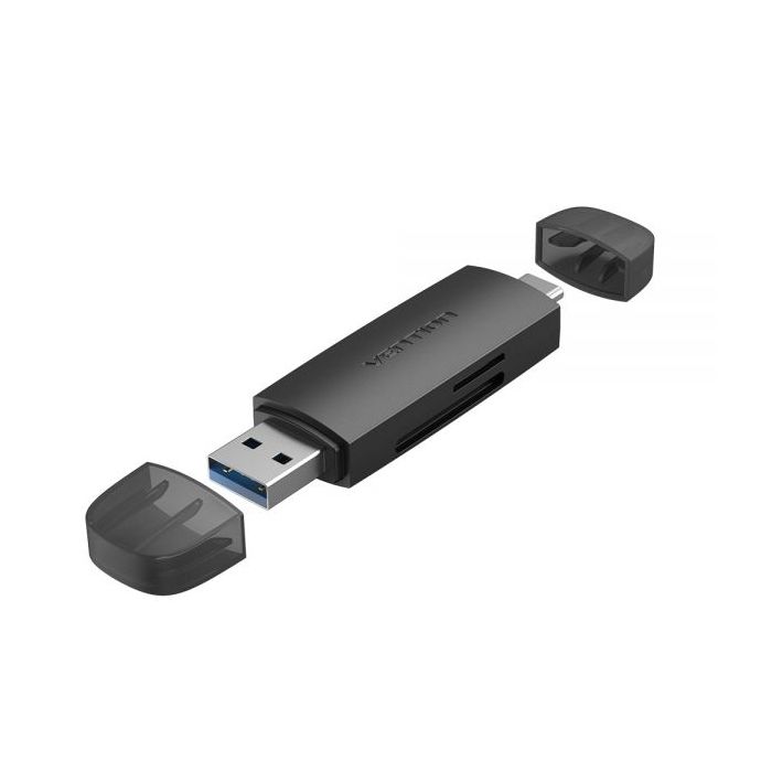 Vention Lector de Tarjetas Externo USB 3.0 y USB-C - Color Negro
