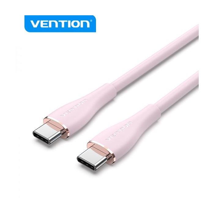 Vention Cable USB-C Macho a USB-C Macho - 1m - 5A 100W 480Mbps - Color Rosa Silicona