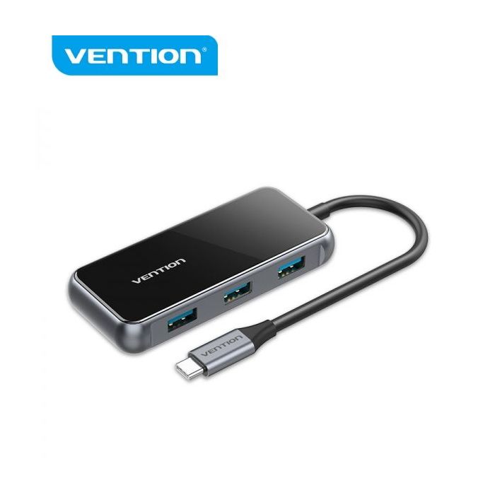 Vention HUB 5 en 1 USB-C a USB3.0*4/PD - 0.15m - Color Gris Piano
