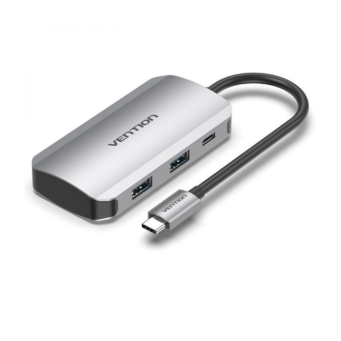 Vention HUB 5 en 1 USB-C a 4xUSB3.0/PD100W - 0.15m - Color Gris