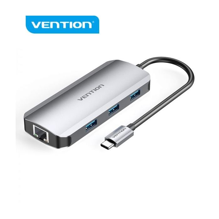 Vention Docking Station 6 en 1 USB-C a HDMI 4K/3xUSB3.0/RJ45/PD100W - 0.15m - Color Gris