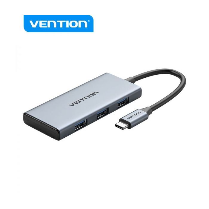 Vention Docking Station 6 en 1 USB-C a HDMI 4K/3xUSB 3.0/Lector SD/MicroSD - 0.15m - Color Gris