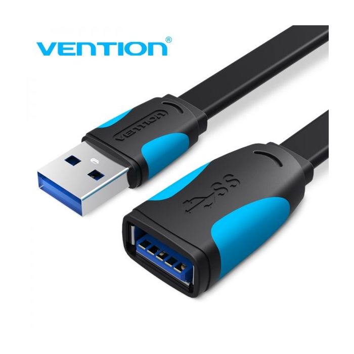 Vention Cable Alargador Plano USB 3.0 Macho a USB Hembra - 2m - Color Negro y Azul