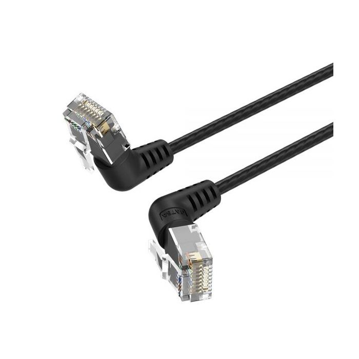 Vention Cable de Red UTP RJ45 Slim Cat.6A Cabeza Rotatoria 360º Angulo Recto - 0.5m - Color Negro