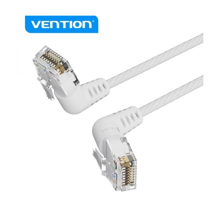 Vention Cable de Red UTP RJ45 Slim Cat.6A Cabeza Rotatoria Angulo 360º Recto - 1.5m - Color Blanco