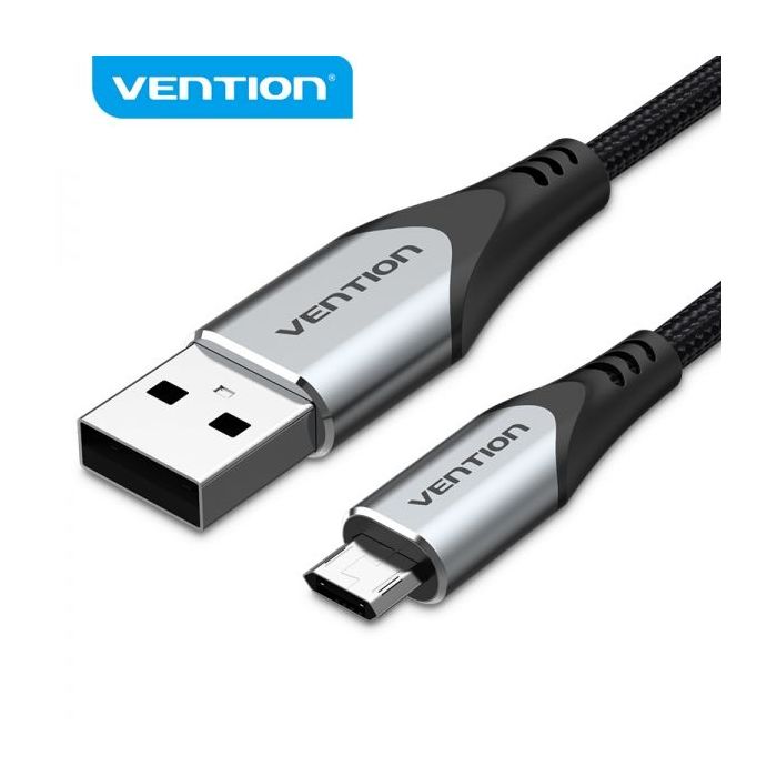 Vention Cable USB 2.0 Macho a MicroUSB Macho - 0.5m - 3A 480Mbps - Color Negro