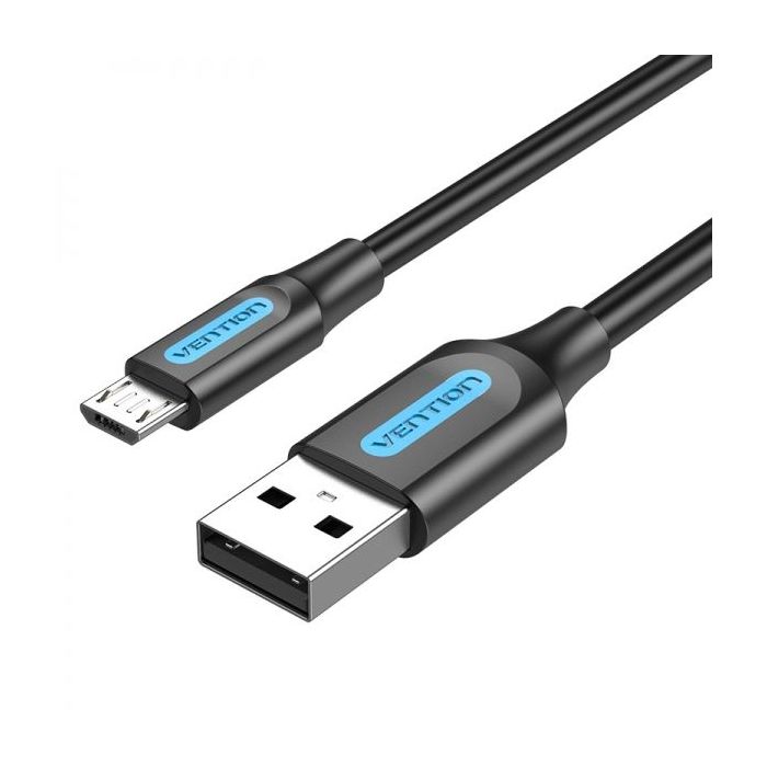 Vention Cable USB 2.0 Macho a MicroUSB Macho - 0.25m - 3A 60W 480Mbps - Color Negro