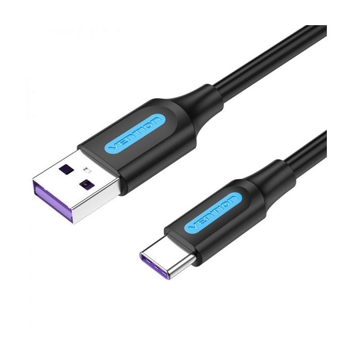 Vention Cable USB 2.0 Macho a USB-C Macho - 0.5m - 5A 100W 480Mbps - Color Negro