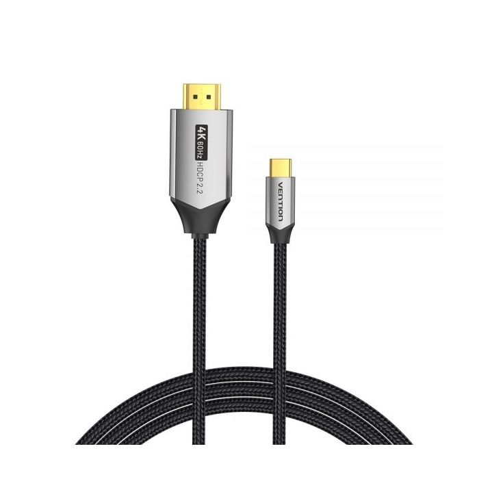 Vention Cable USB-C Macho a HDMI 2.0 Macho 4K - 1.5m - Algodon Trenzado - Aluminio Negro
