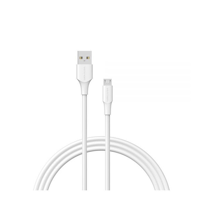 Vention Cable USB 2.0 Macho a MicroUSB Macho - 2m - 3A - 60W - 480Mbps - Color Blanco