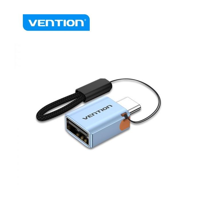 Vention Adaptador USB3.1 Tipo-C Macho a USB Hembra OTG con Lanyard - Aluminio Gris