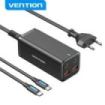 Vention Cargador GaN Portable 4 Puertos Sobremesa PD100W Kit Cable - EU - Color Negro