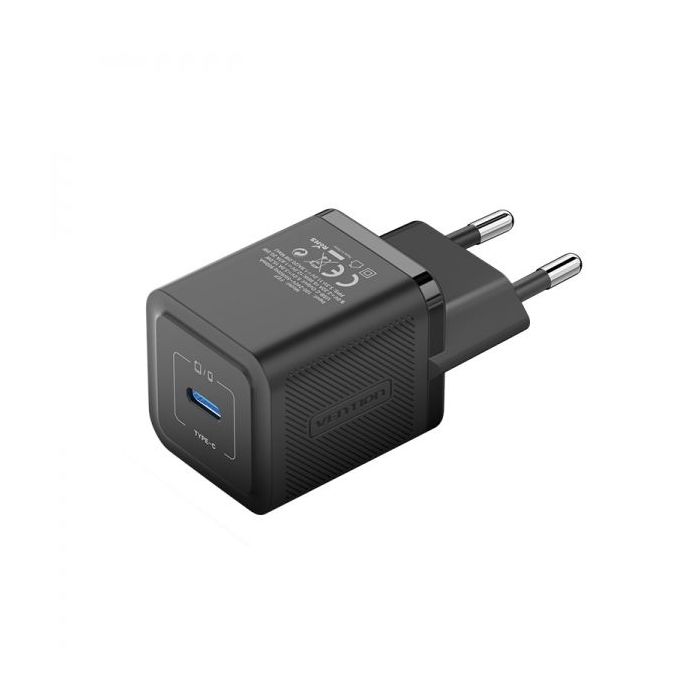 Vention Cargador de Pared GaN USB-C 20W - Carga rapida EU - Color Negro