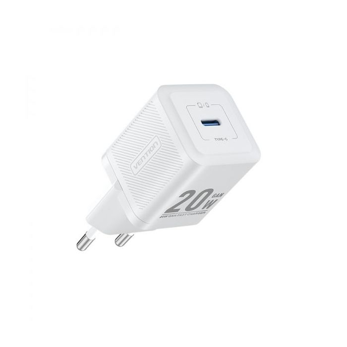 Vention Cargador de Pared GaN USB-C 20W - Carga rapida EU - Color Blanco