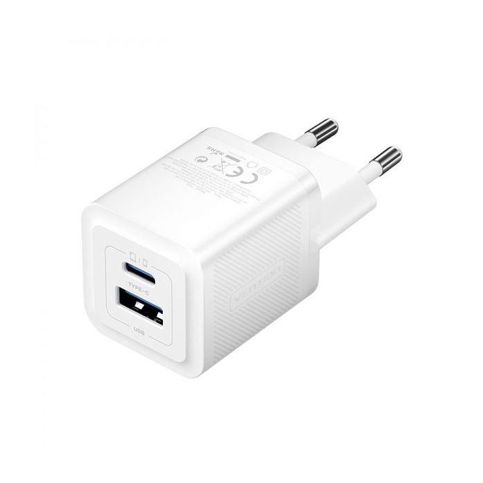 Vention Cargador de Pared GaN 2 Puertos USB (C+A) (30W/30W) - Carga rapida EU - Color Blanco