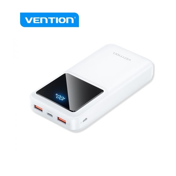 Vention Bateria Powerbank 20000mAh 22.5W USB (C+A+A) con Pantalla LED - Color Blanco