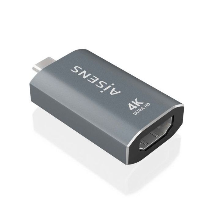 Aisens Conversor USB-C a HDMI 2.0 - Carcasa de Aluminio - Resolucion 4K@60Hz - Profundidad de Color 48 Bit/Px - Ancho de Banda 18Gbps - Soporta HDCP - Color Gris