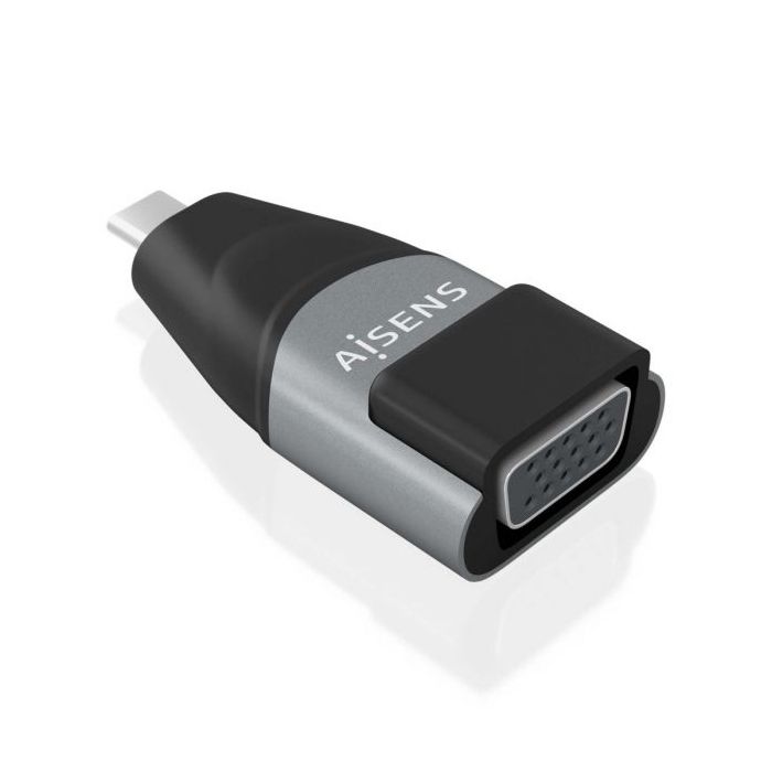 Aisens Conversor USB-C a VGA de Aluminio - Transmision de Señales USB a VGA - Resolucion 1920×1200@60Hz - Compatible con Macbook Pro y Chromebook - Color Gris
