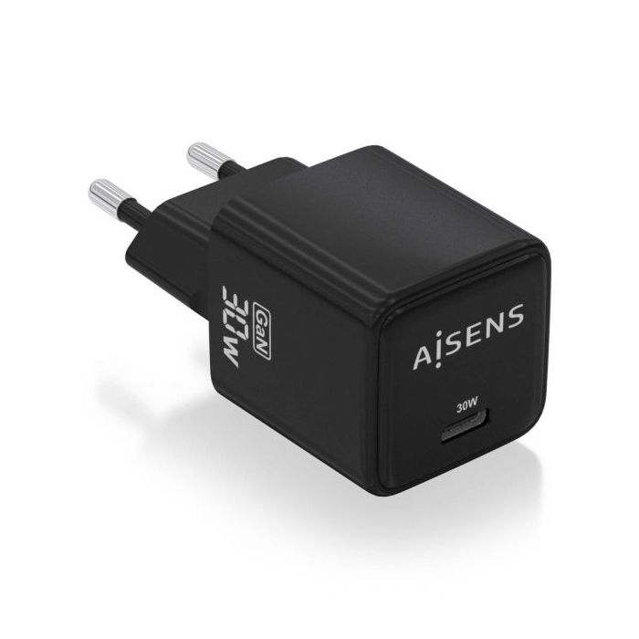 Aisens Cargador Gan USB-C 30W - Alta Eficiencia Energetica - Diseño Elegante y Moderno - Tecnologia AI para Carga Rapida