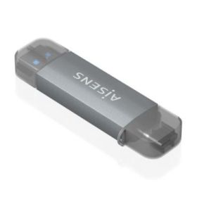 Aisens Lector de Tarjetas USB-C y USB-A - Compatible con SD, Micro SD, MMC, RS-MMC - Soporta USB 3.1 Gen1 - Compatible con Windows y Mac Os - Color Gris