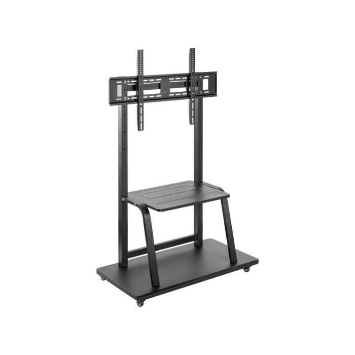 Aisens Eco Soporte de Suelo con Ruedas y Bandeja para DVD - Acero de Alta Resistencia - Pintura Electrostatica - Ruedas con Freno - Vesa Maximo 800x600mm - Carga Maxima 150Kg