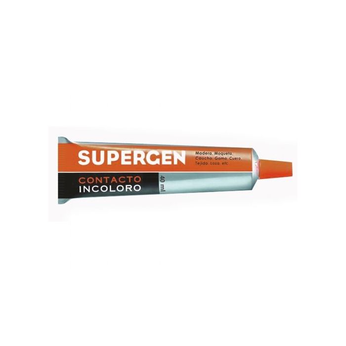 Supergen Contacto Pegamento Incoloro 40ml - Secado Rapido - No Contiene Tolueno - Resistencia al Envejecimiento y a los Rayos UV