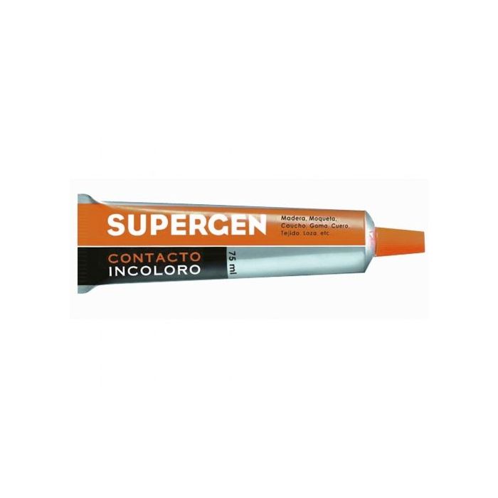 Supergen Contacto Pegamento Incoloro 75ml - Secado Rapido - No Contiene Tolueno - Resistencia al Envejecimiento y a los Rayos UV
