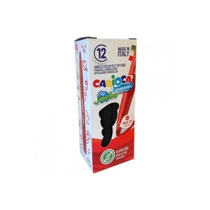 Carioca Rotulador Jumbo Monocolor - Cuerpo Octogonal Maxi - Tinta Superlavable - Punta Maxi 6mm Bloqueada - Tapa Ventilada - Color Negro