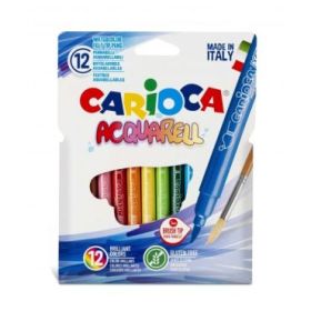 Carioca Acquarell Pack de 12 Rotuladores Acuarelables - Punta Pincel Bloqueada - Tinta Lavable - Colores Difuminables con Agua y Pincel - Recomendado para Papel de Dibujo - Color Varios