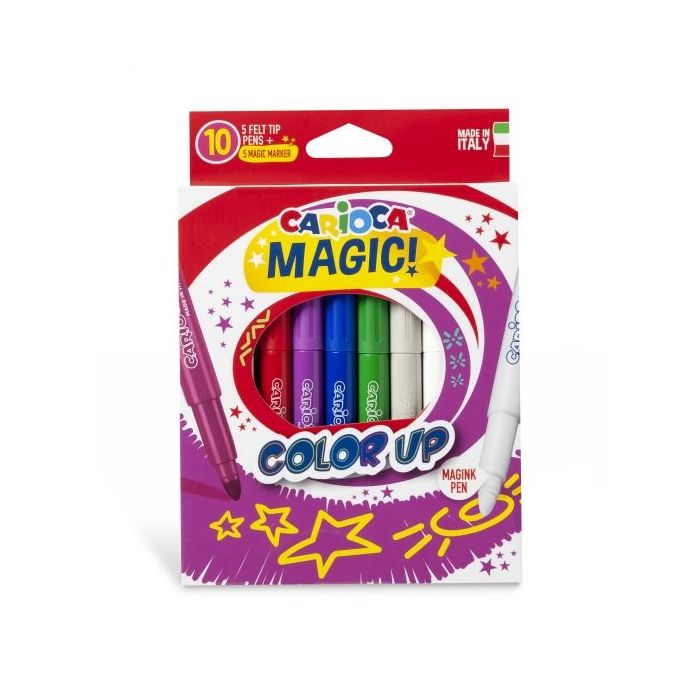 Carioca Color Up Pack de 10 Rotuladores Magicos - Tinta Magica Cambia de Color - Punta Maxi Bloqueada y con Tapa Ventilada - Color Varios