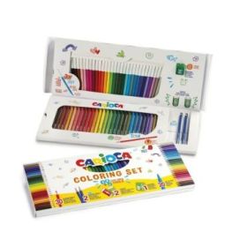 Carioca Joy Pack de 65 Piezas para Colorear - 30 Rotuladores Super Lavables - 30 Lapices de Color Superfuertes - 2 Gomas de Borrar - 2 Lapices de Grafito HB - 1 Sacapuntas con Deposito - Color Varios
