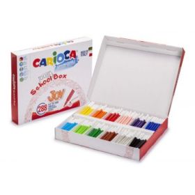 Carioca Joy School Box Pack de 288 Rotuladores - Tinta Superlavable - Punta Fina 2.8mm - Bloqueada y con Tapa Ventilada - Ideal para la Clase - Color Varios