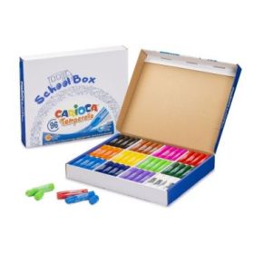 Carioca Temperello School Box Pack de 96 Temperas Solidas - Colores Brillantes y Lavables - Gran Cobertura - Faciles de Mezclar - Acabado Satinado - Secado Rapido - Color Varios