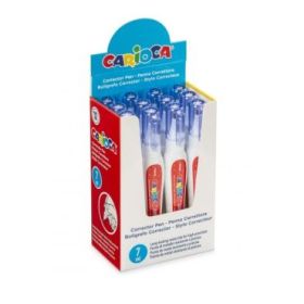 Carioca Corrector Pen Expositor de 12 Boligrafos Correctores - Punta de Metal Resistente y Precisa - Apto para Todo Tipo de Papel - Secado Rapido - Color Blanco