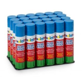 Carioca Expositor de 24 Pegamentos de Barra - Ideal para Casa, Colegio y Oficina - Pega Papel, Fotos y Tejidos - sin Disolventes - Color Varios