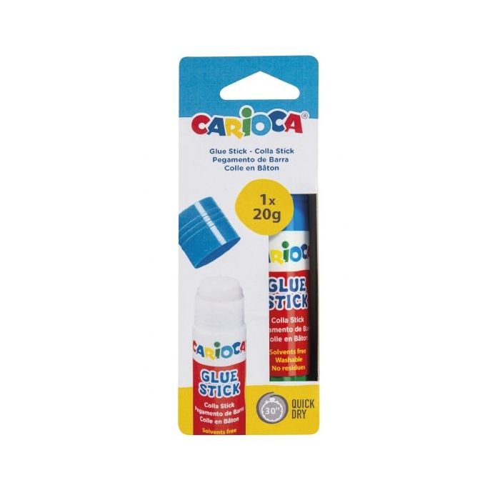 Carioca Pegamento de Barra 20gr - Ideal para Casa, Colegio y Oficina - Pega Papel, Fotos, Tejidos y mas - sin Disolventes - Color Varios