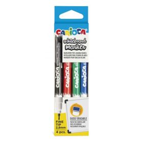 Carioca Pack de 4 Rotuladores para Pizarra Blanca Punta Fina - Secado Rapido - Se Borra Facilmente - Punta de Ø 2.8mm - Color Varios