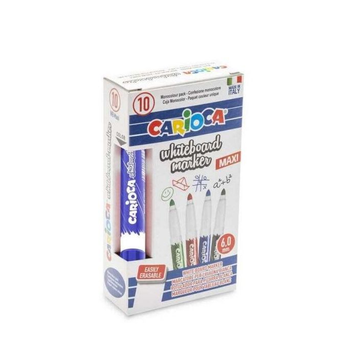 Carioca Maxi Rotulador para Pizarra Blanca - Tapa con Clip - Se Borra Facilmente - Se Seca Rapidamente - Punta de Ø 6mm - Color Azul