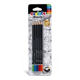 Carioca Black Pack de 5 Lapices de Grafito - Faciles de Borrar y Sacar Punta - Cuerpo Triangular Agradable al Tacto - Mina Resistente a Caidas - Color Negro